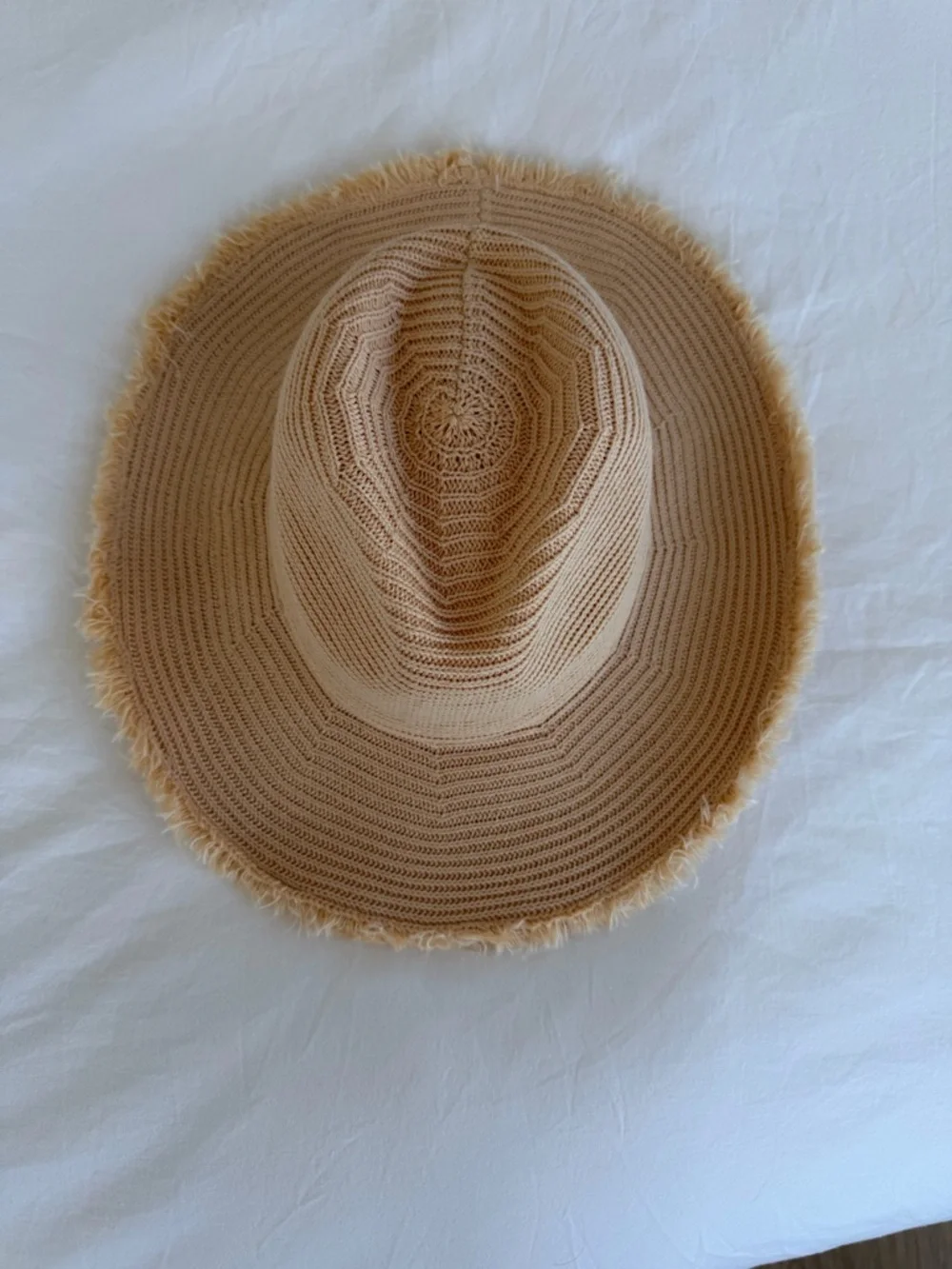 Melrose and Market Frayed Brim Straw Hat - Beige